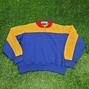 Vintage Spalding Henley Sweatshirt Womens M 22x20 Baggy Crop
